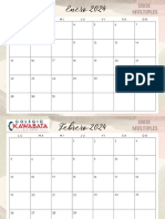 Calendario Anual 2024 Minimalista Acuarela Verde