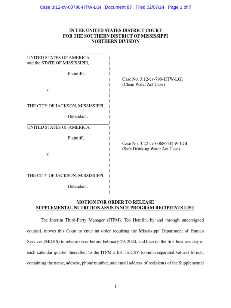 SNAP Motion PDF Supplemental Nutrition Assistance Program