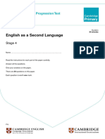 Cambridge Primary Progression Test - English As A Second Language 2016 Stage 4 - Paper 1 Question