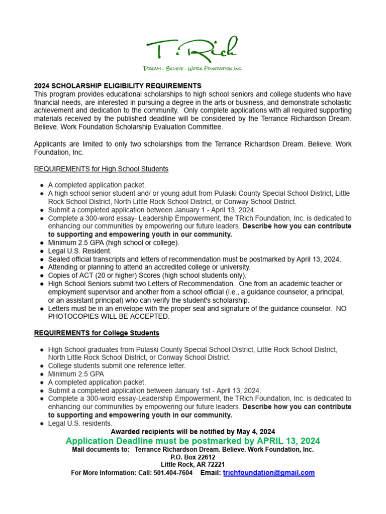 2024 Scholarship Application Updated Pdf Empowerment