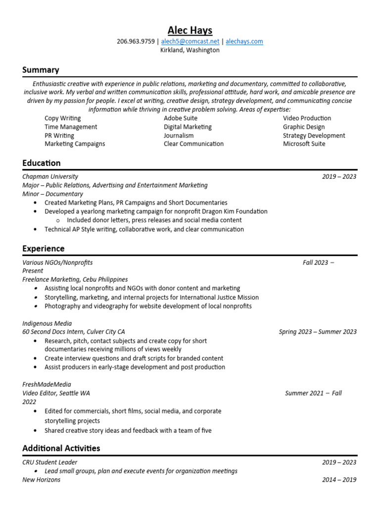 Alec Hays PDF Public Relations Human Communication