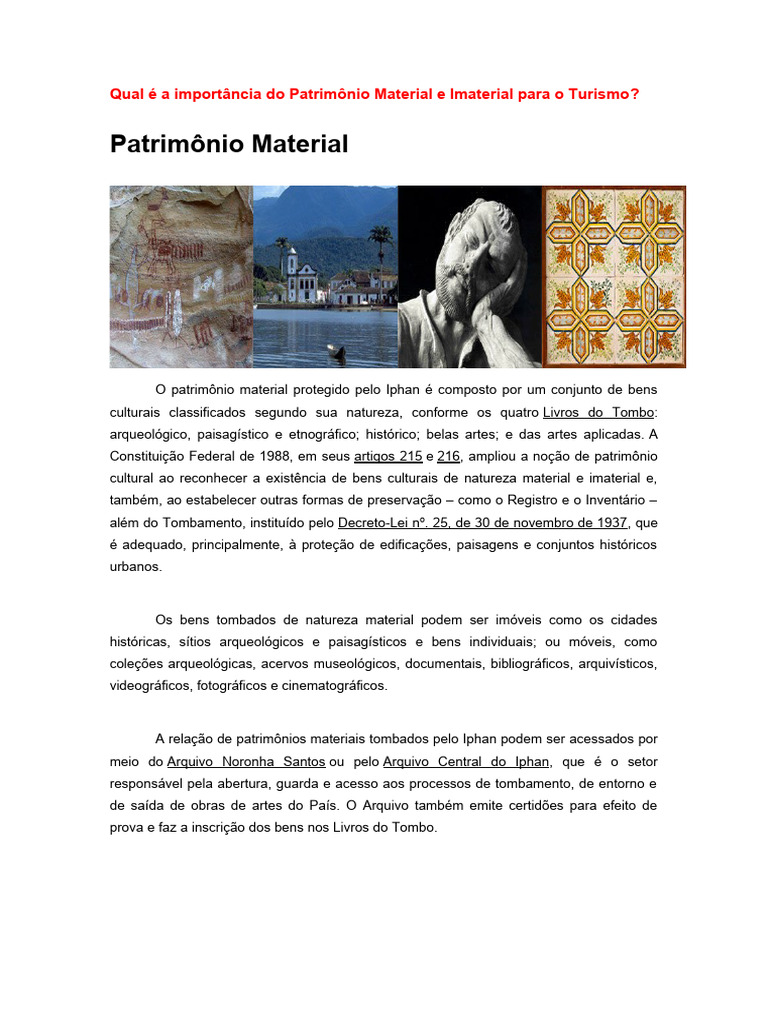 Patrimônio Material e Imaterial | PDF | Herança cultural