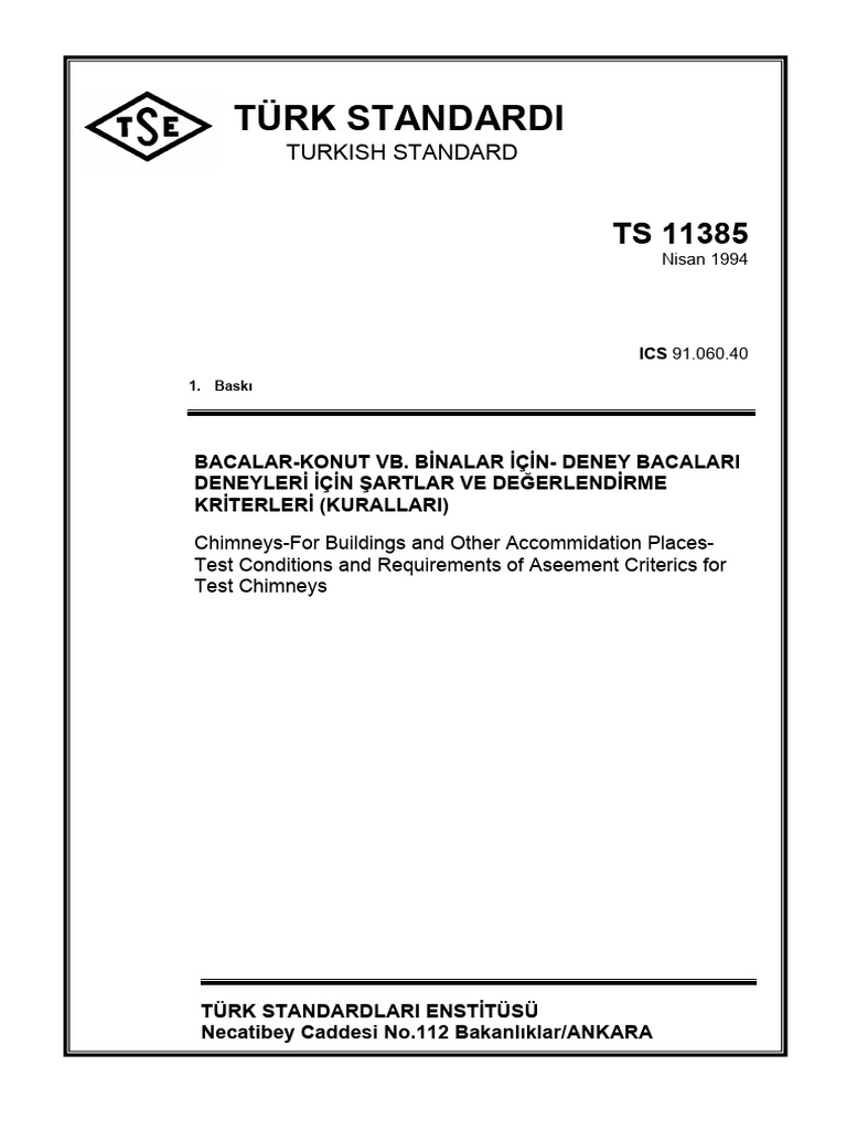Ts 11385 bacalar konut vb binalar i in deney bacalar deneyleri i in