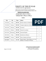 Date Sheet For The Associate Degree in Commerce Part I 2nd Annual Exam65119