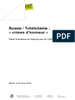 Russie, Tchétchénie Crimes d'honneur-OSAR