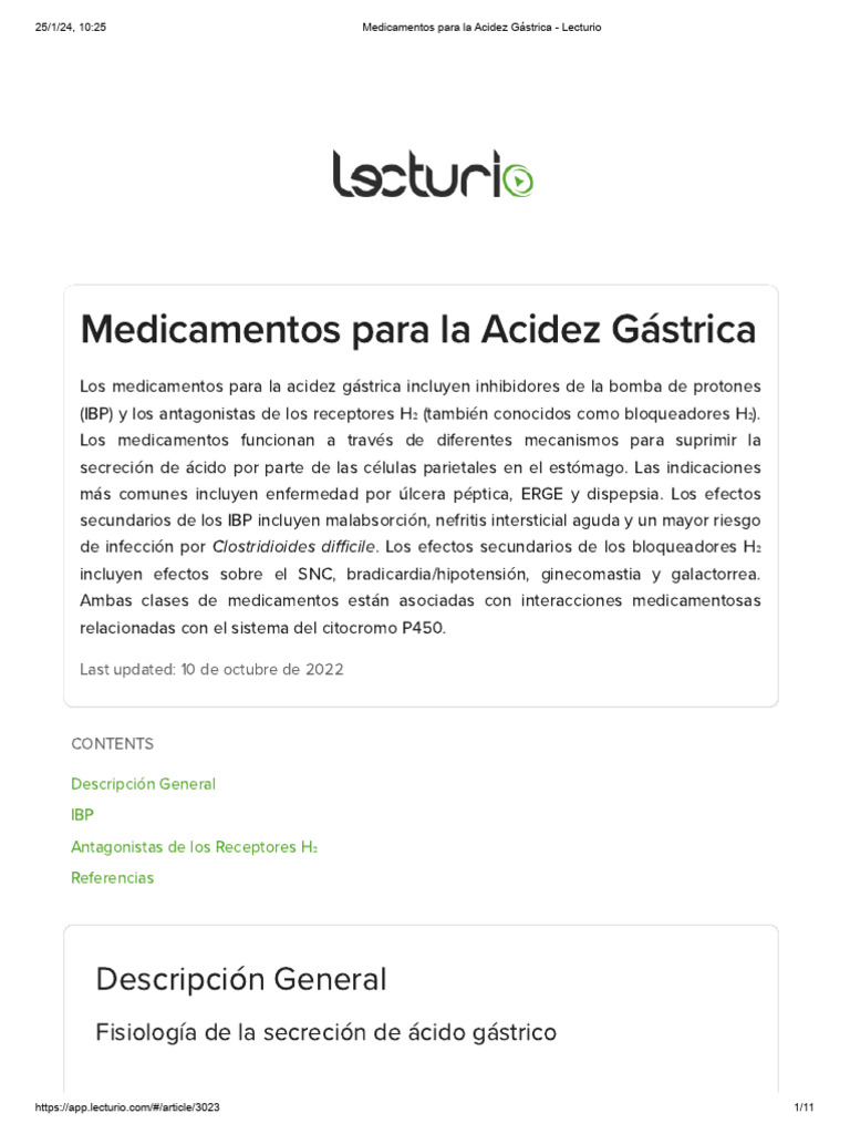 Acidez Gástrica - Lecturio | PDF | Química medicinal | Gastroenterología