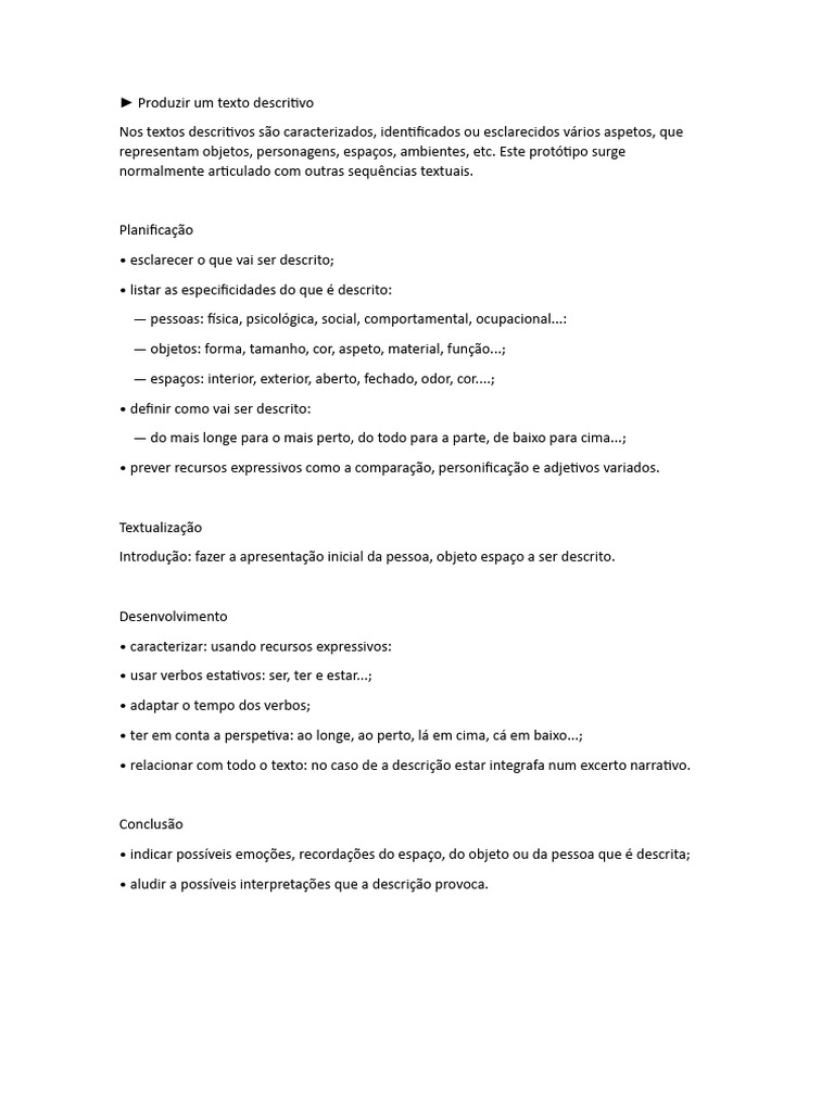 Produção de Textos Descritivos e Narrativos | PDF | Tempo