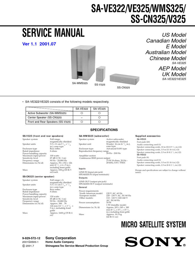 Sony Sa Wms325 | PDF | Loudspeaker | Acoustics