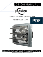 JPower JF-12VTC 12inch Shutter Exhaust Fan Instruction Manual