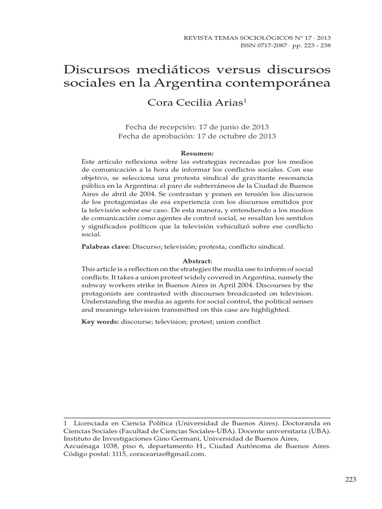 Medios vs. Discursos Sociales en Argentina | PDF | Medios de ...