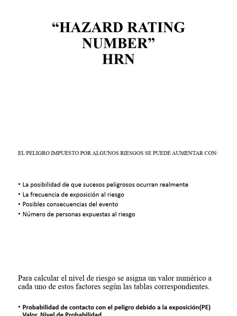 Cálculo del Hazard Rating Number | PDF