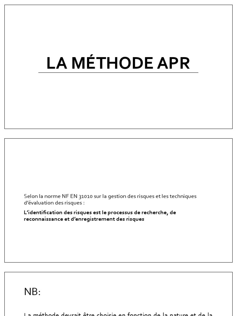Méthode APR : Analyse des Risques Essentiels | PDF