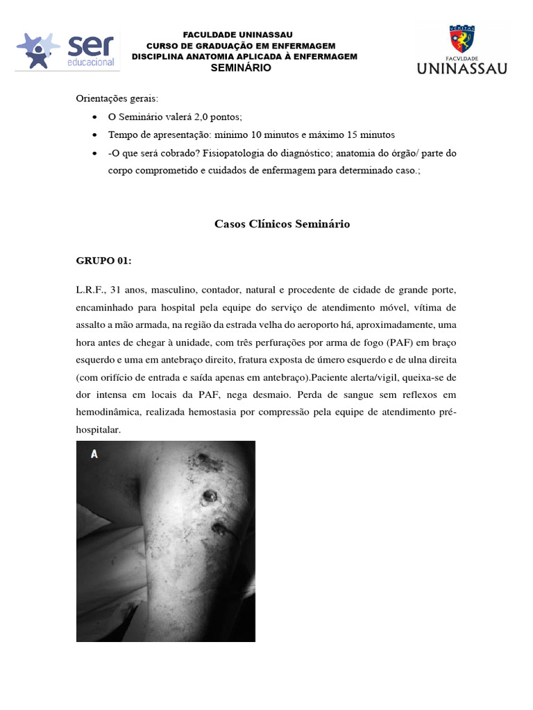 Casos Clínicos Seminário Turma Manhã Pdf Dor Anatomia Humana