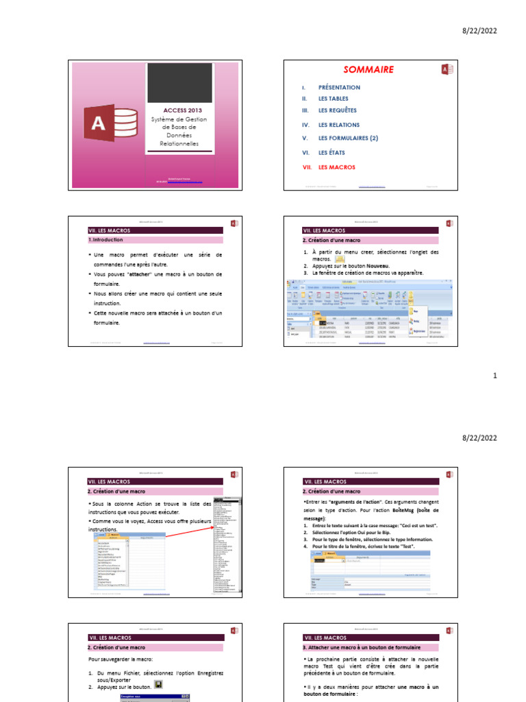 Création et accès aux macros Access | PDF | Microsoft Access | Macro ...