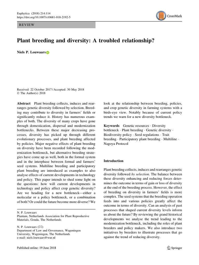 PlantBreeding and Diversity Trouble | PDF | Plant Breeding | Biodiversity