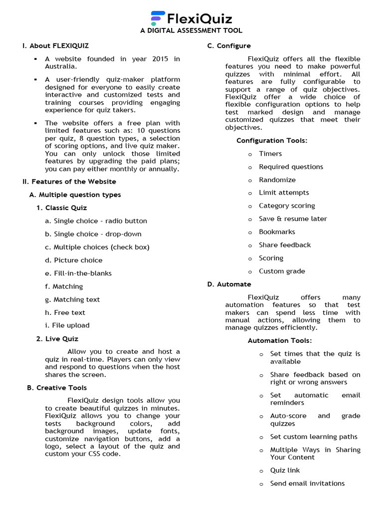 Group 17 Flexiquiz Pdf Educational Assessment Quiz
