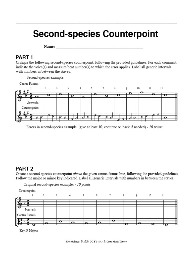 Second-Species Counterpoint Guide | PDF