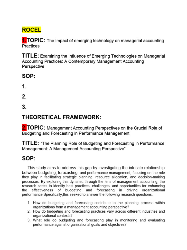RESeARCH SBM | PDF | Forecasting | Management Accounting