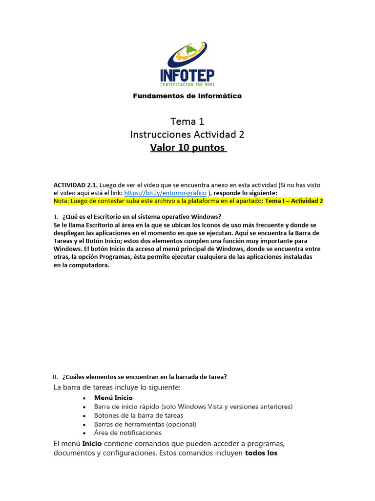 Tema 1 - Actividad 2 | PDF | Informática
