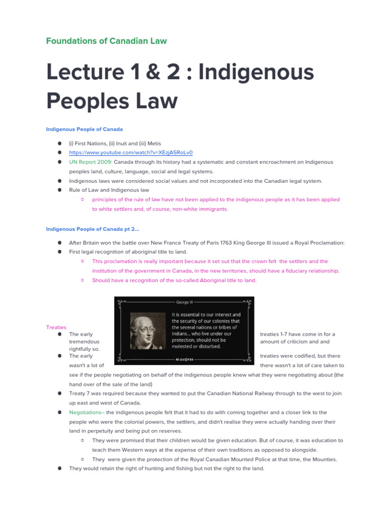 Indigenous Peoples and Canadian Law | PDF | Canada | Justice