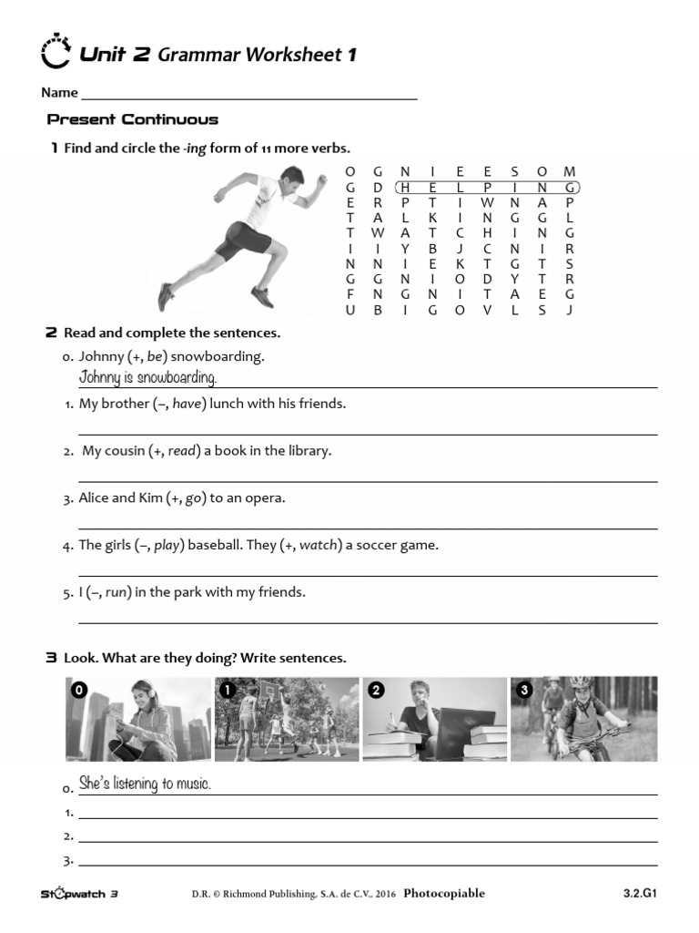 Stopwatch 3 Unit 2 Grammar 1 3 | PDF