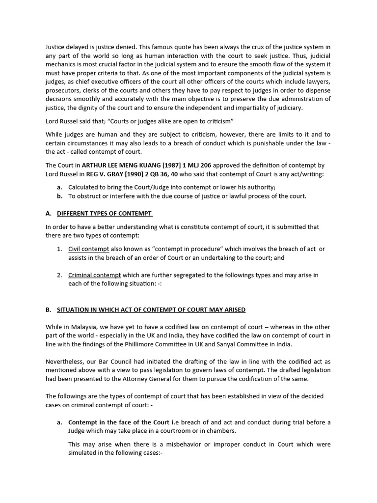 Types of Contempt of Court Explained | PDF | Contempt Of Court | Magistrate