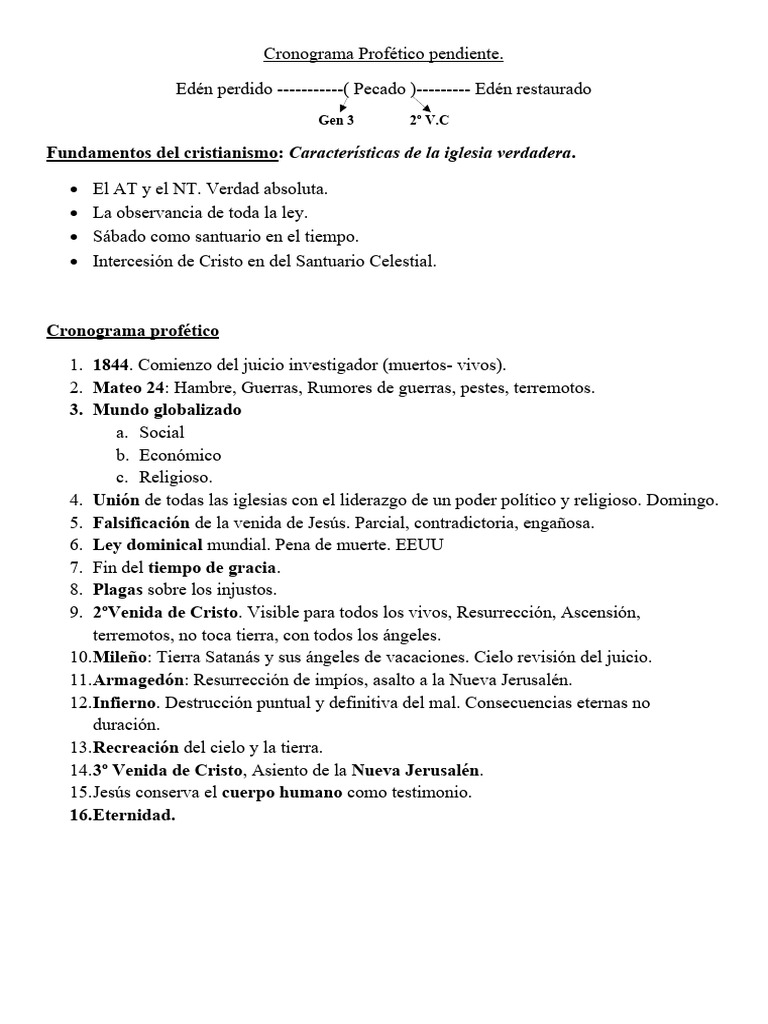 Cronograma Profético Cristiano | PDF | Religión y espiritualidad
