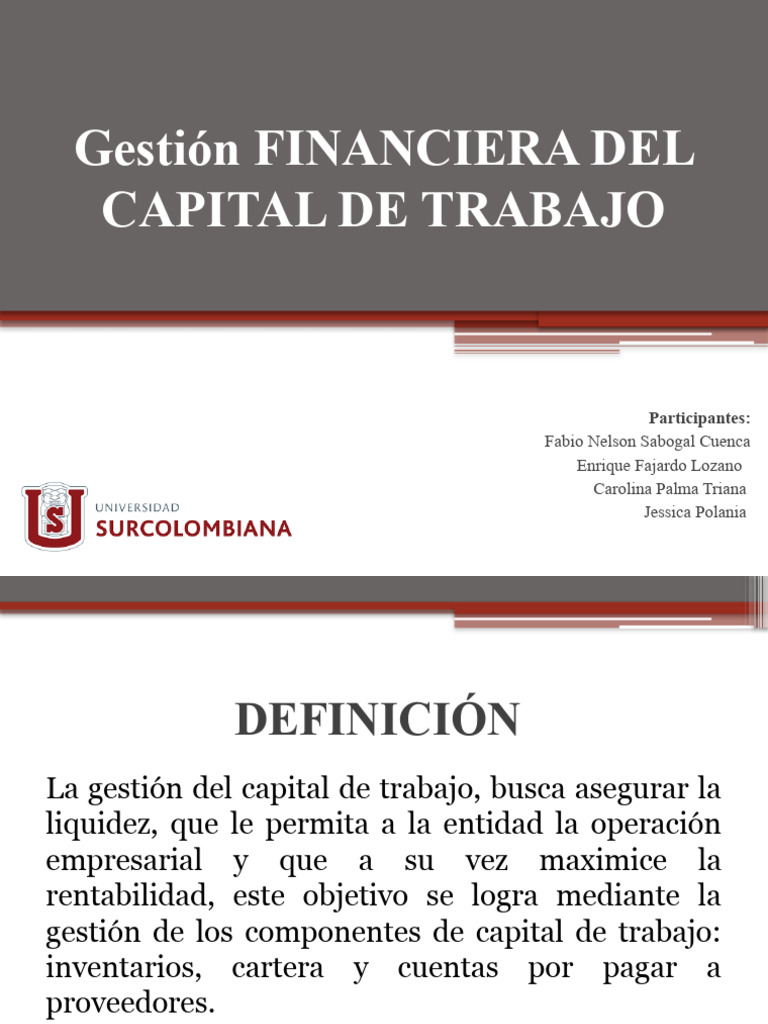 Gestión FINANCIERA DEL CAPITAL DE TRABAJO | PDF | Capital de trabajo