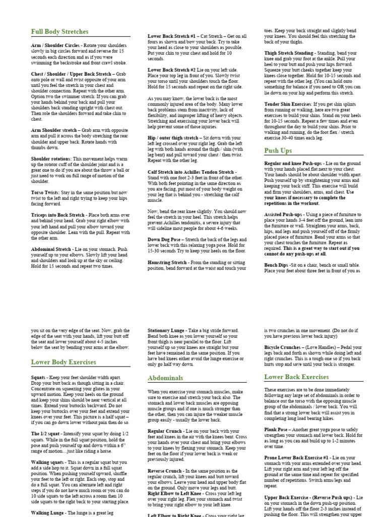 Full Body Stretch PDF Weight Training Human Anatomy