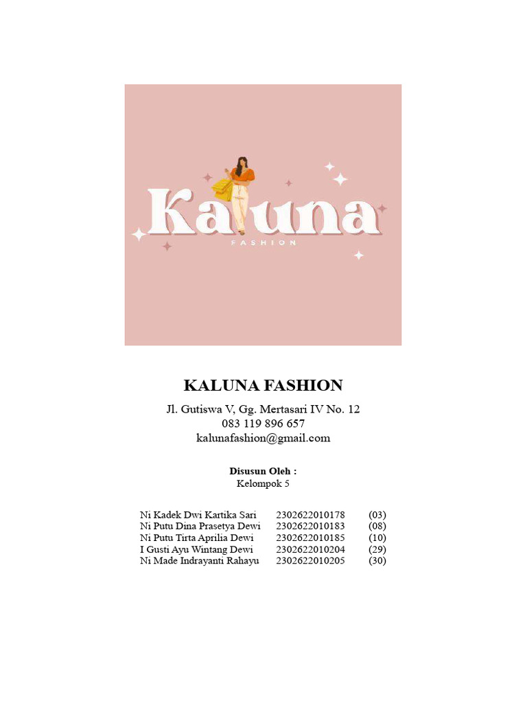 Kaluna Fashion: Pakaian Remaja Terjangkau | PDF