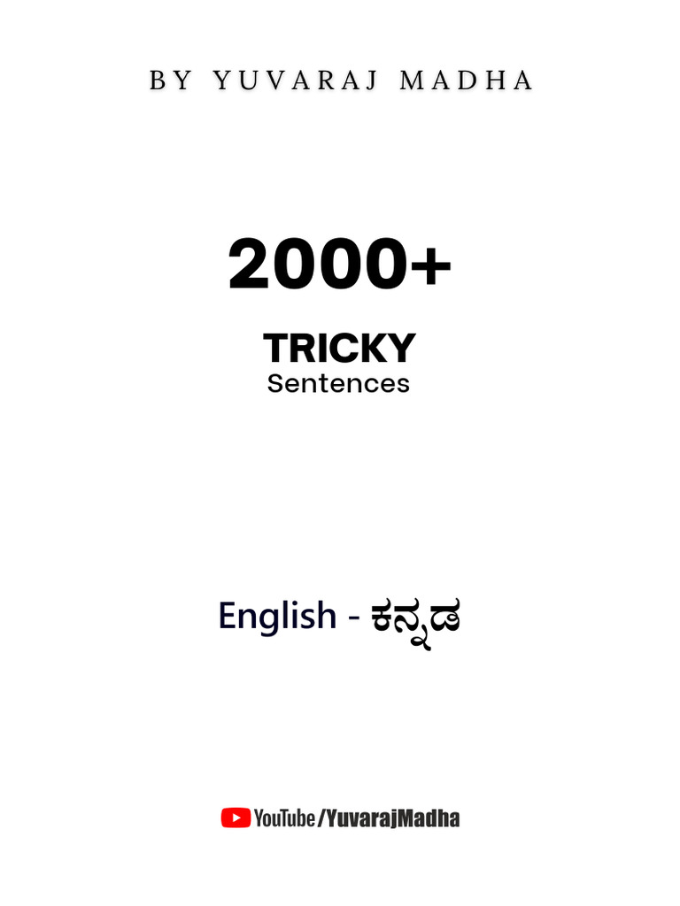 2000+ Tricky Sentences (Eng - Kan) Ebook 2022 | PDF