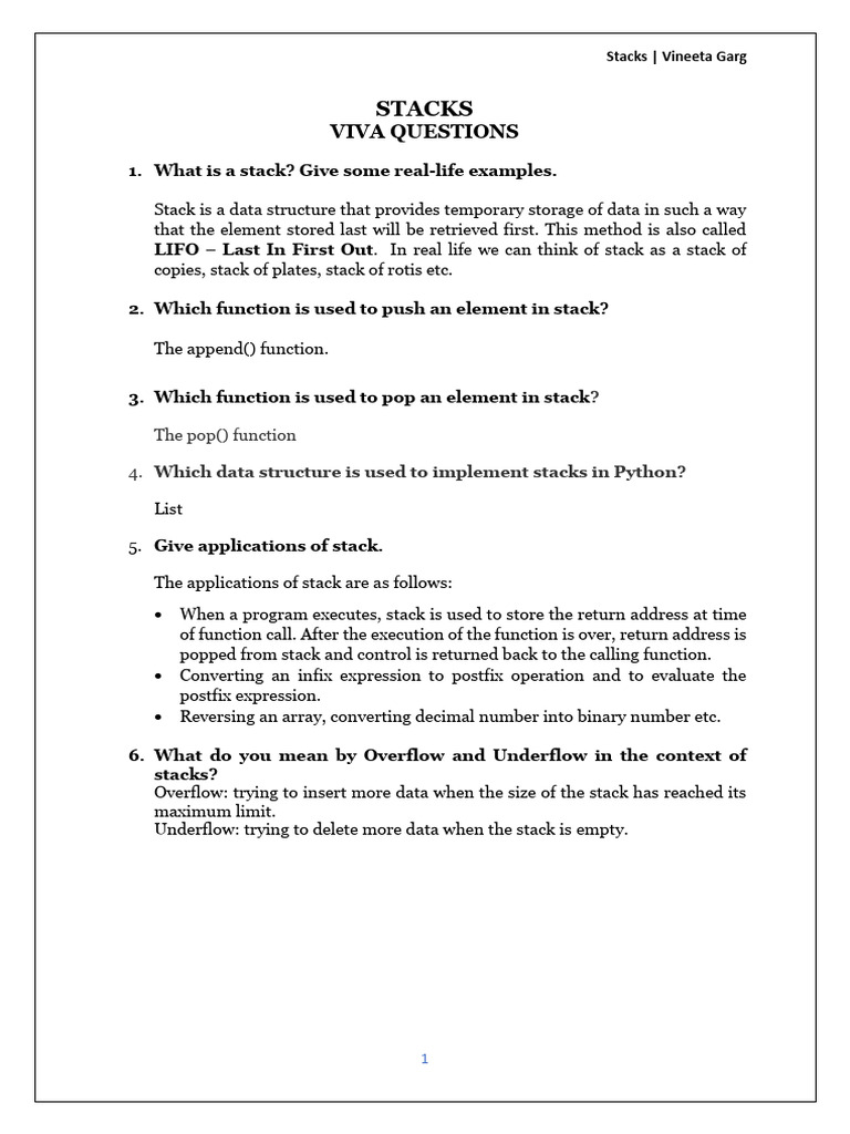 Understanding Stacks: Functions & Applications | PDF | Teaching Methods ...