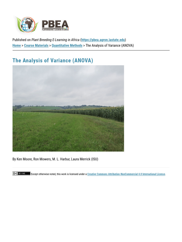 The Analysis of Variance ANOVA | PDF | Errors And Residuals | Analysis ...