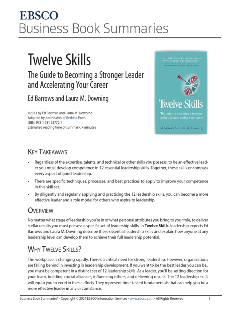 Twelve Skills | PDF | Leadership | Cognition