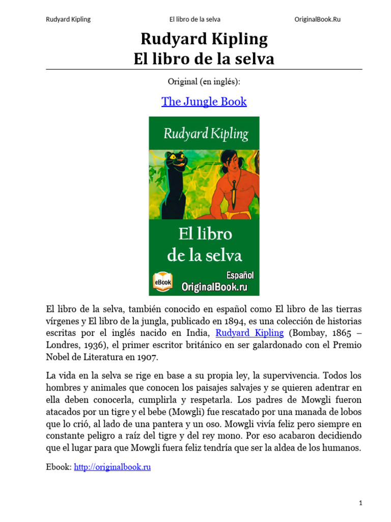 El Libro de La Selva - Rudyard Kipling | PDF