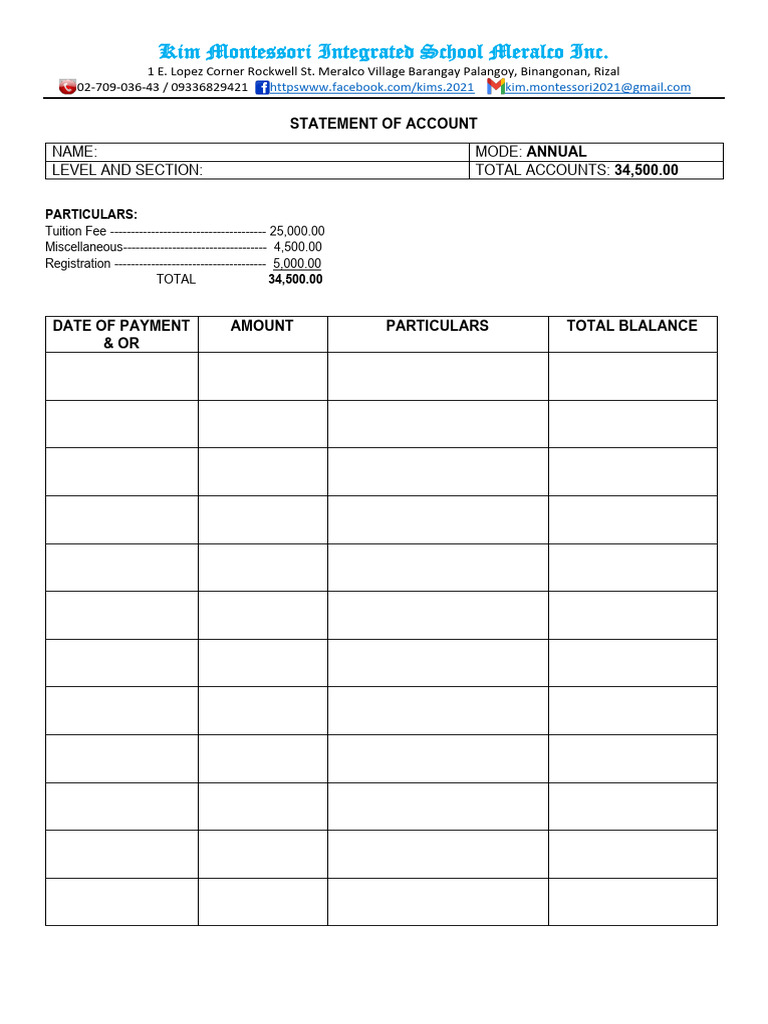 Tuition Fee Breakdown PDF