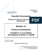 Chapitre 8 - Modèles Dévaluation Dactifs - Le CAPM - SP2019