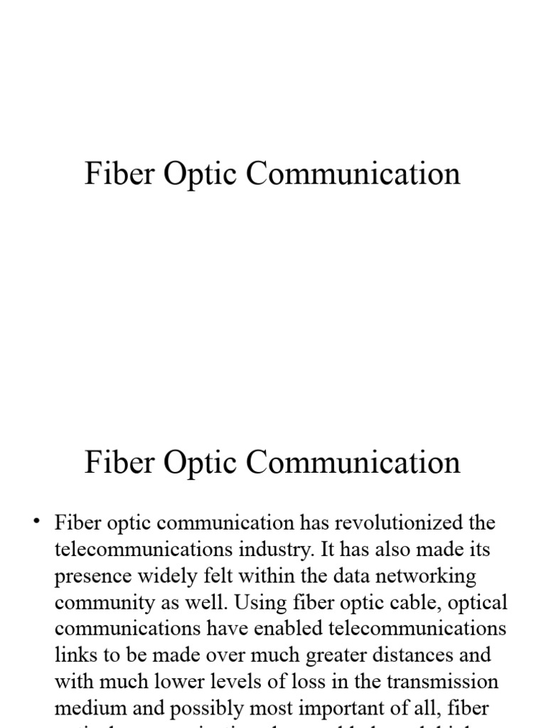 Fiber Optic Communication PDF Optical Fiber Fiber Optic Communication