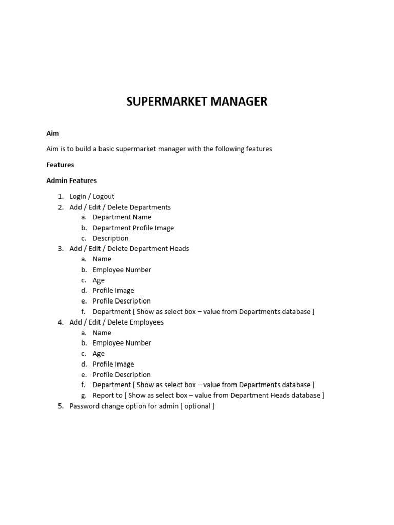 Supermarket Manager Features Overview | PDF | Computing | Software