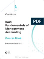CIMA BA2 Fundamentals of Management Accounting Course Book 2021-1