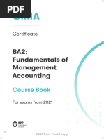 CIMA BA2 Fundamentals of Management Accounting Course Book 2021-1