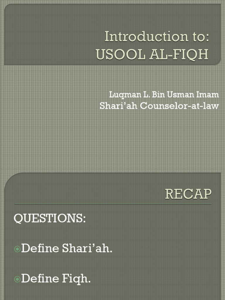 Introduction To Usul Al Fiqh Pdf Sharia Islamic Philosophy