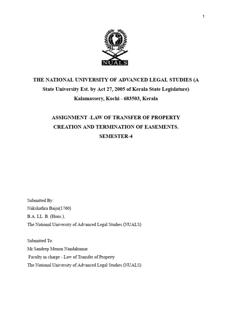 Law Of Transfer Of Property Pdf Easement Law And Economics
