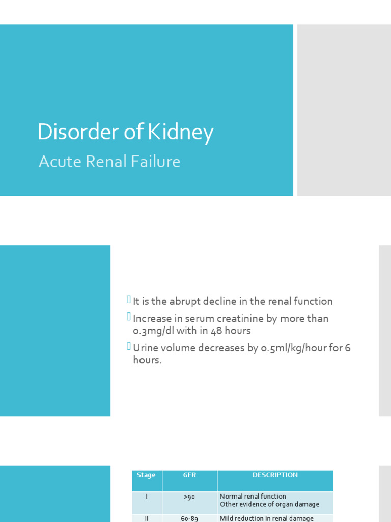 Disorder of Kidney - ARF | PDF | Chronic Kidney Disease | Medicine