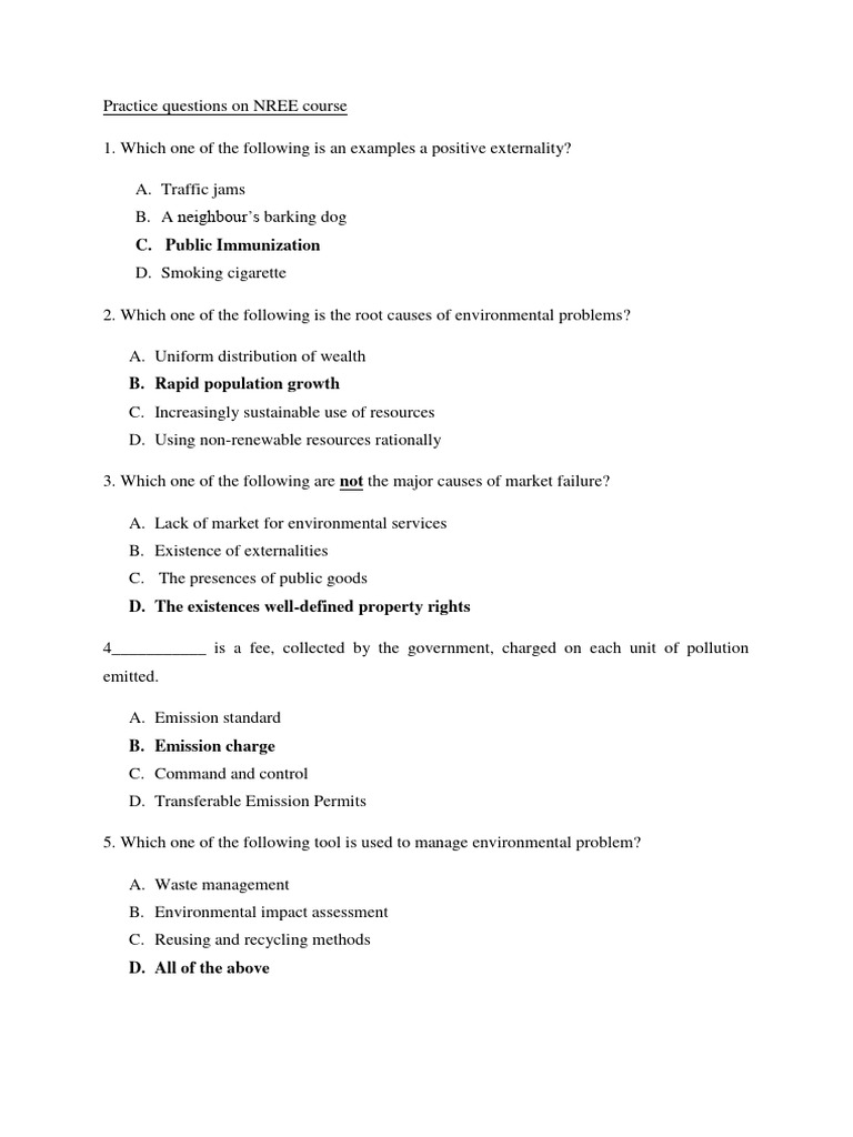 NREE Course Practice Questions | PDF | Finance & Money Management ...