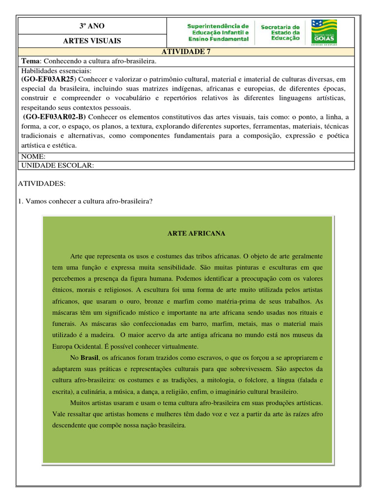 Conhecendo A Cultura Afro Brasileira | PDF