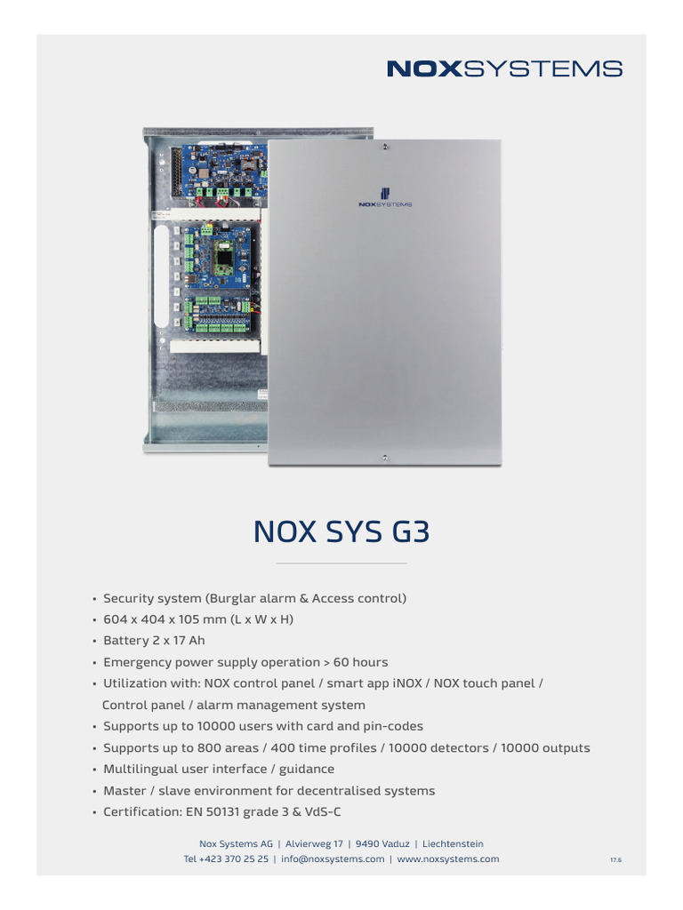 NOX SYS G3 Security System Overview | PDF