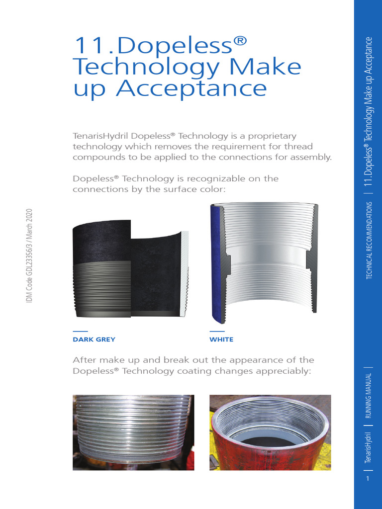 RM Makeup Acceptance Criteria For Dope Less Connections | PDF