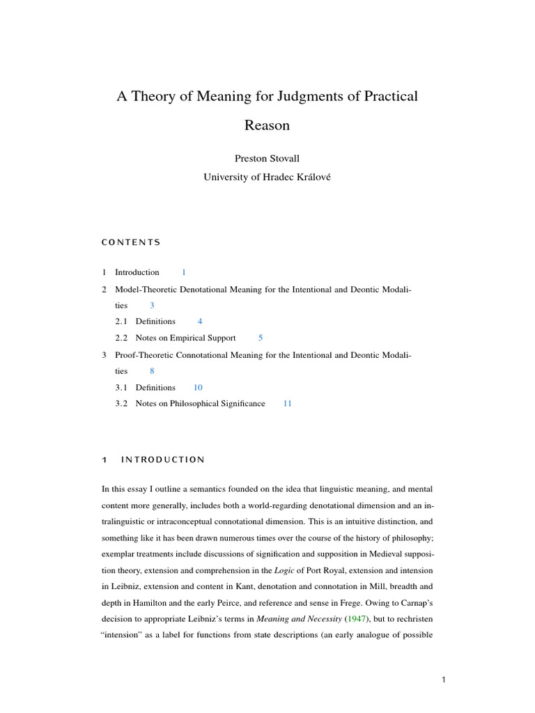 A Theory of Meaning For Judgments of Practical Reason | PDF | Logic ...