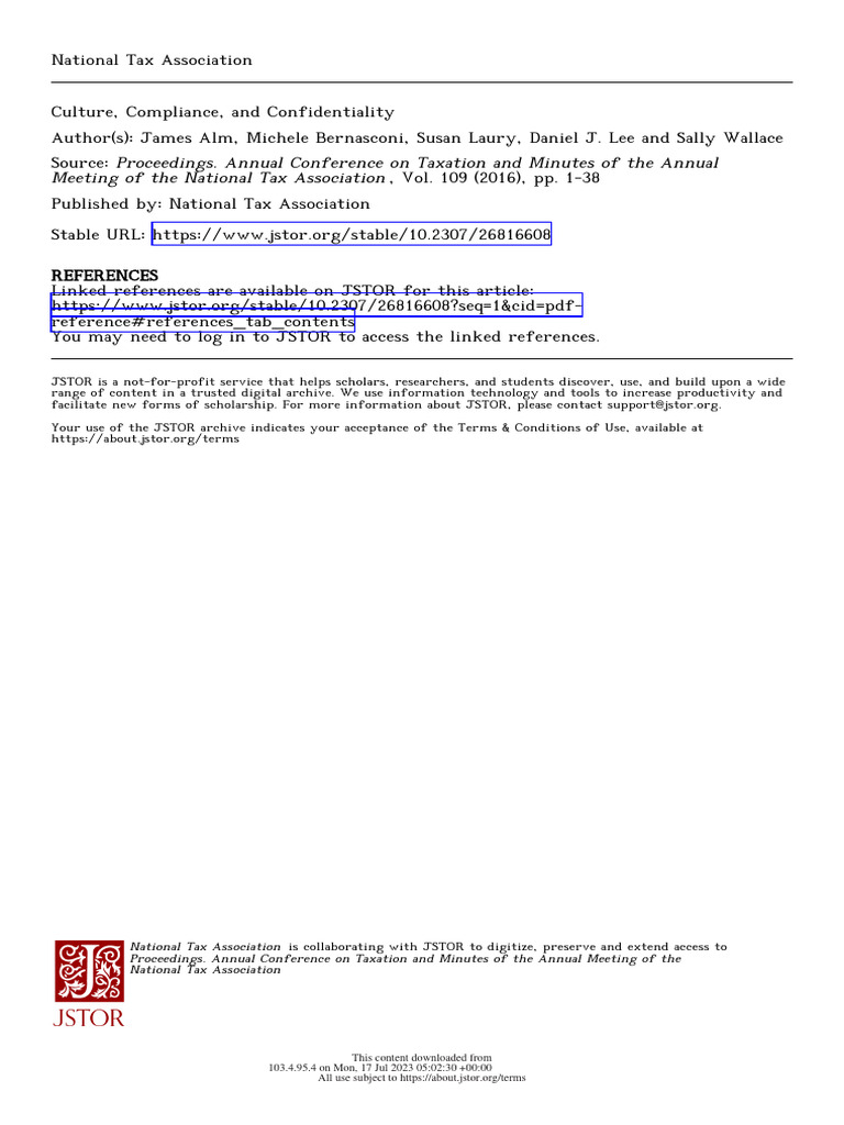 Culture compliance and confidentiality study of taxpayer behavior in